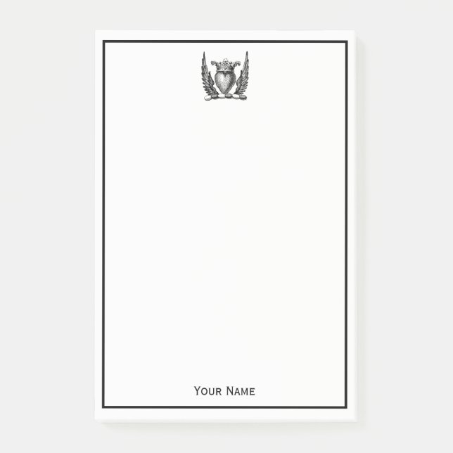 Heraldiskt hjärta med Vingar Jackar Arm Vapensköld Post-it Block (Framsida)