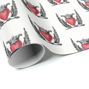 Heraldiskt hjärta med Vingar Jackar Arm Vapensköld Presentpapper