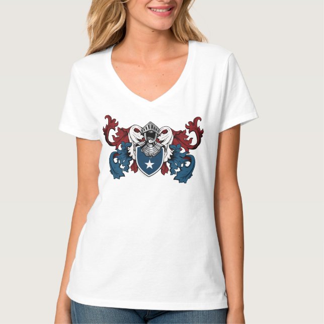 Heraldiskt skydda i amerikanfärger tee shirt (Framsida)