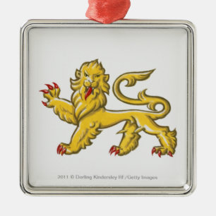 Heraldiskt symbol av lejont statant guardant julgransprydnad metall