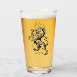 Heraldry Lejon Anpassade Monogram Glaskopp