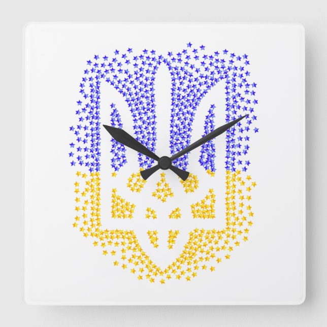 Heraldry trident tryzub-spridningsstjärnor fyrkantig klocka (Framsida)