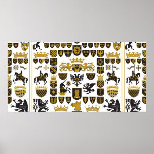 HERALDRY-Vapensköldar och -symboler Poster