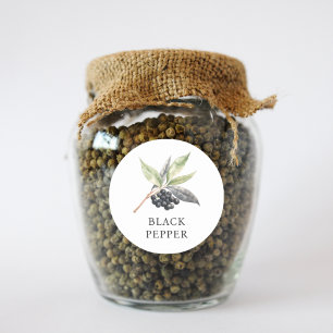 Herb Black Pepper Watercolor Runt Klistermärke