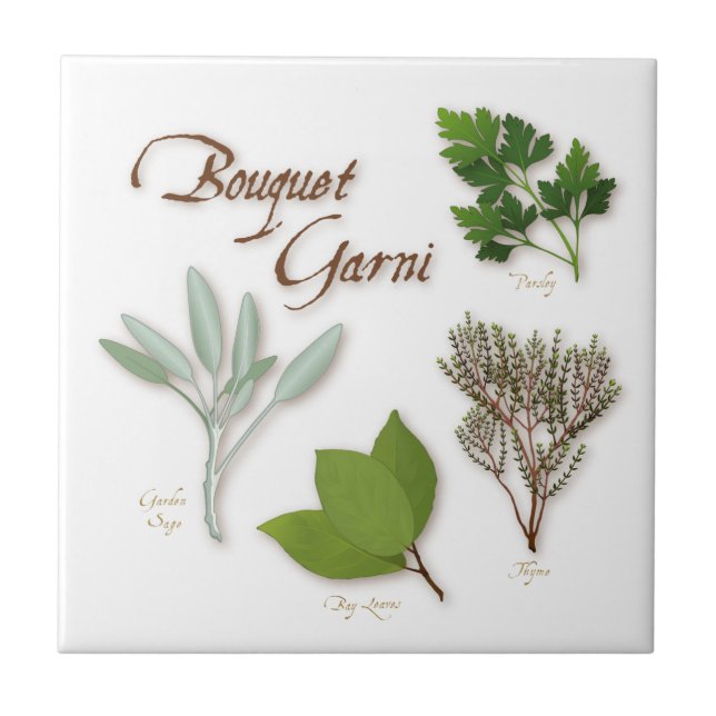 Herb Bouquet Ceramic Tile Kakelplatta (Framsidan)