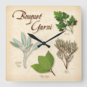 Herb Bouquet Wall Clock Fyrkantig Klocka