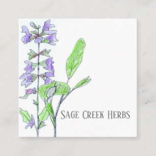 Herb Business Sage Farm Medicinal Culinary Fyrkantigt Visitkort