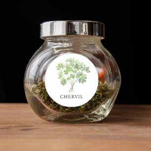 Herb Chervil Watercolor Runt Klistermärke