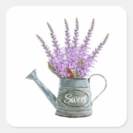 Herb Floral Sweet Bunch Fyrkantigt Klistermärke