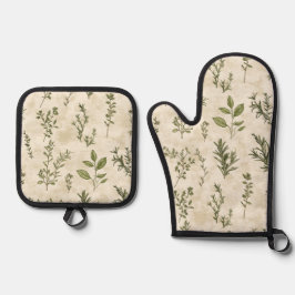 Herb Garden Oven Mitt och Pot Holder Set