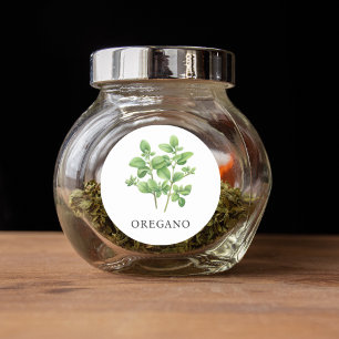 Herb Oregano Watercolor Runt Klistermärke
