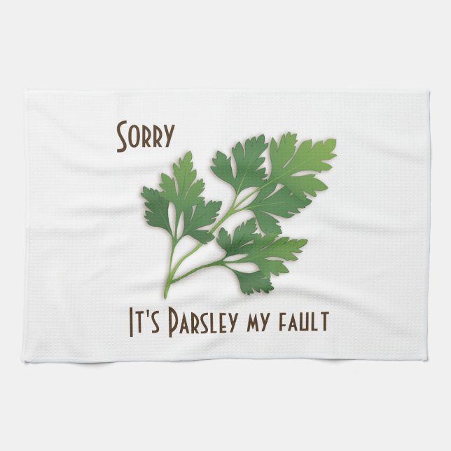 Herb Pun, det är Parsley My Fault Towel Kökshandduk (Horisontell)
