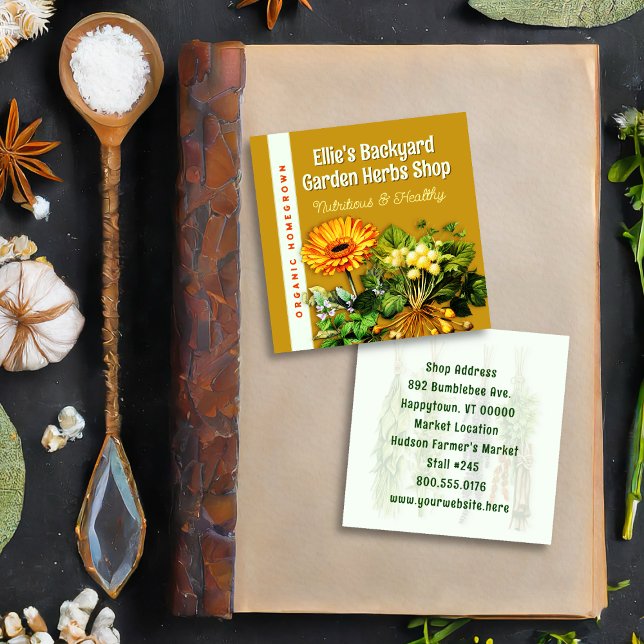 Herb Shop Dubbla Side Fyrkantigt Visitkort (Skapare uppladdad)