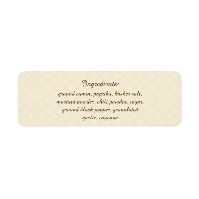 Herb & Spice U Plocka Färg Ingredienser för datum Returadress Etikett (Framsidan)