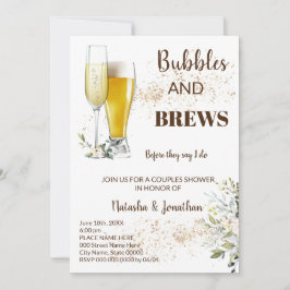 Herbal and Greenery Bubble & Brews Par Shower Inbjudningar