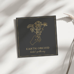 Herbal + Blommigt Apothecary Guld Square Business Fyrkantigt Visitkort