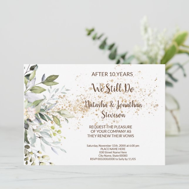 Herbal Bröllop-årsdagen för förnyelse Inbjudningar (Stående Fram)
