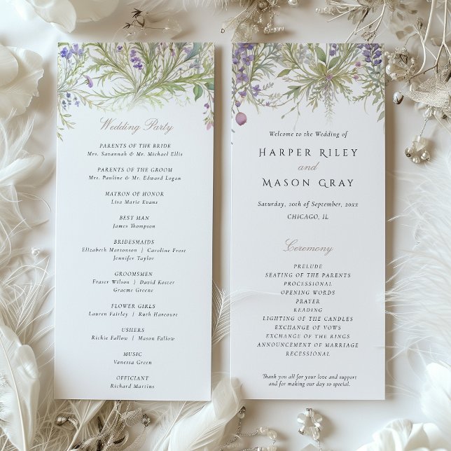 Herbal Garden bröllopsprogram Pastel Färg Inbjudningar (Skapare uppladdad)