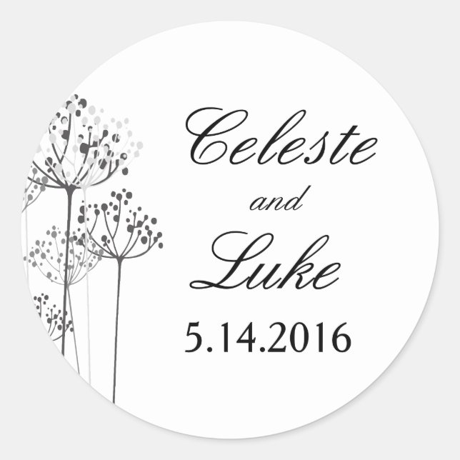 Herbal Rhapsody Bröllop Runt Klistermärke (Framsida)