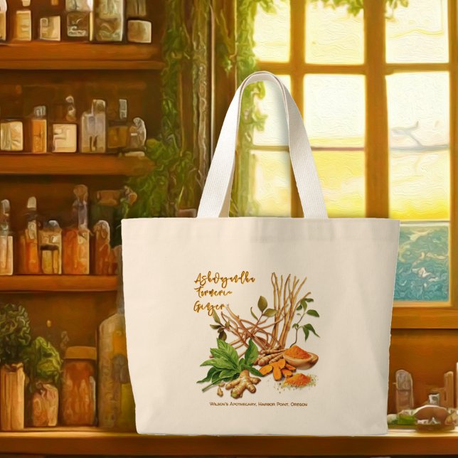 Herbal Tote Ashwagandha Turmeric Ginger Jumbo Tygkasse (Skapare uppladdad)