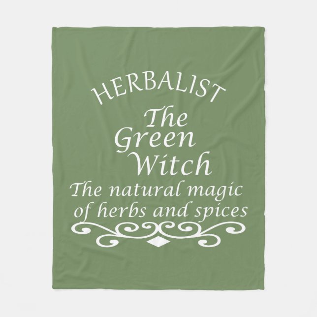 Herbalisk grönt trollar naturmedicin fleecefilt (Framsidan)