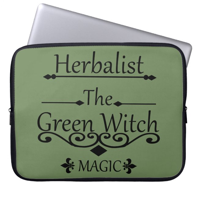 Herbalisk grönt trollar naturmedicin laptop fodral (Framsidan)