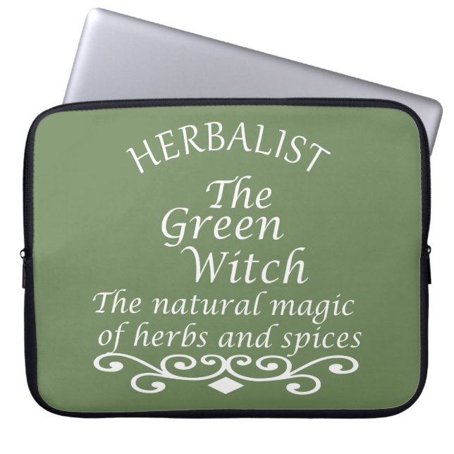 Herbalisk grönt trollar naturmedicin laptop fodral (Framsidan)