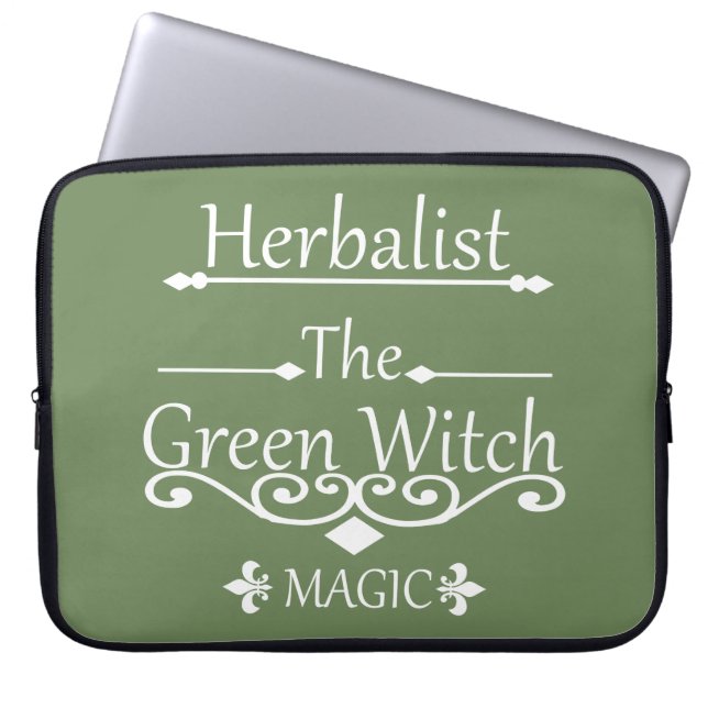 Herbalisk grönt trollar naturmedicin laptop fodral (Framsidan)