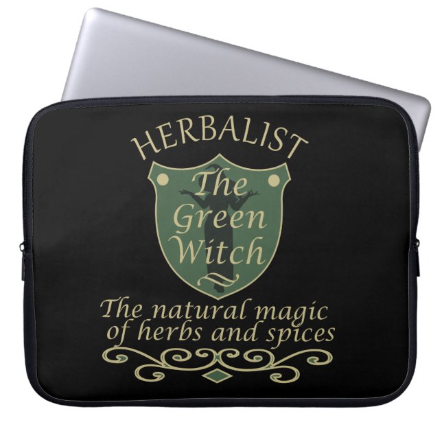 Herbalisk grönt trollar naturmedicin laptop fodral (Framsidan)