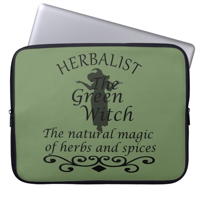 Herbalisk grönt trollar naturmedicin laptop fodral (Framsidan)