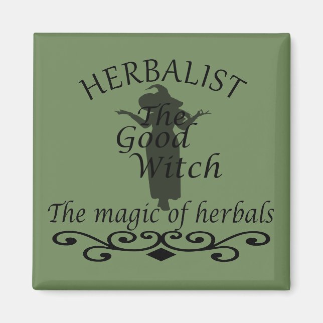 Herbalisk grönt trollar naturmedicin magnet (Framsidan)