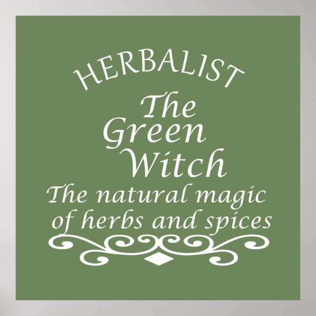 Herbalisk grönt trollar naturmedicin poster (Framsidan)