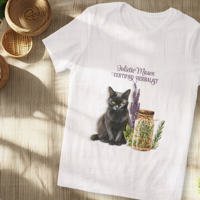 Herbalist Black Cat Herb Burk T Shirt (Skapare uppladdad)