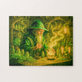 Herbalist mage in mystical oil painting pussel