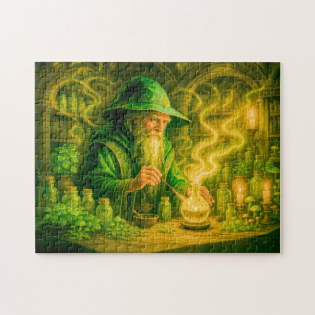 Herbalist mage in mystical oil painting pussel (Horisontell)