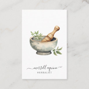 Herbalist Natural Medicine Mortar Pestle Visitkort