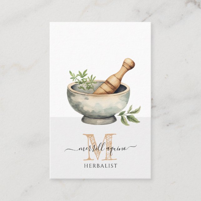 Herbalist Natural Medicine Mortar Pestle Visitkort (Framsida)