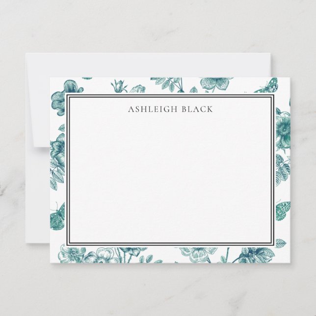 Herbarium Butterfly Toile Notecard Anteckningskort (Framsida)