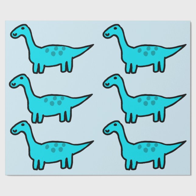 Herbert den blå dinosaurien Inpackningspapper Presentpapper (Platt)
