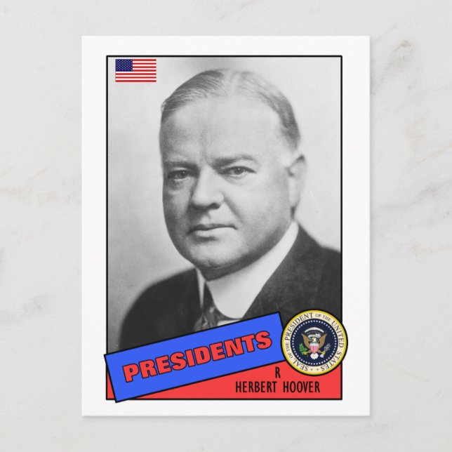 Herbert Hoover Baseball Card Vykort (Framsida)