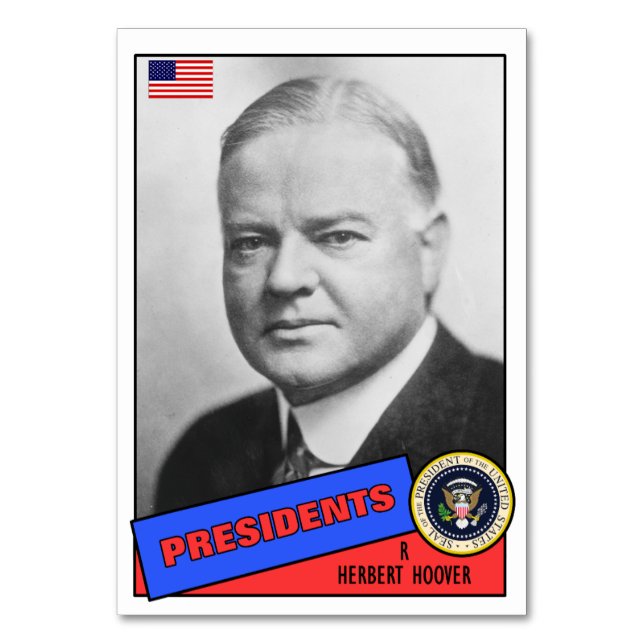 Herbert Hoover Basebollkort Bordsnummer (Framsidan)