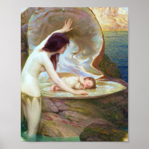 Herbert James Draper - A Vatten Baby 1900 Poster