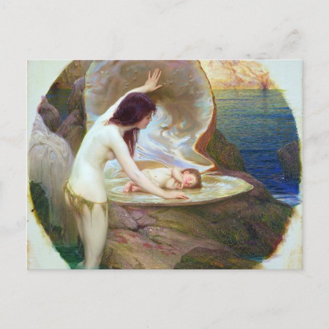 Herbert James Draper - A Vatten Baby 1900 Vykort (Framsida)