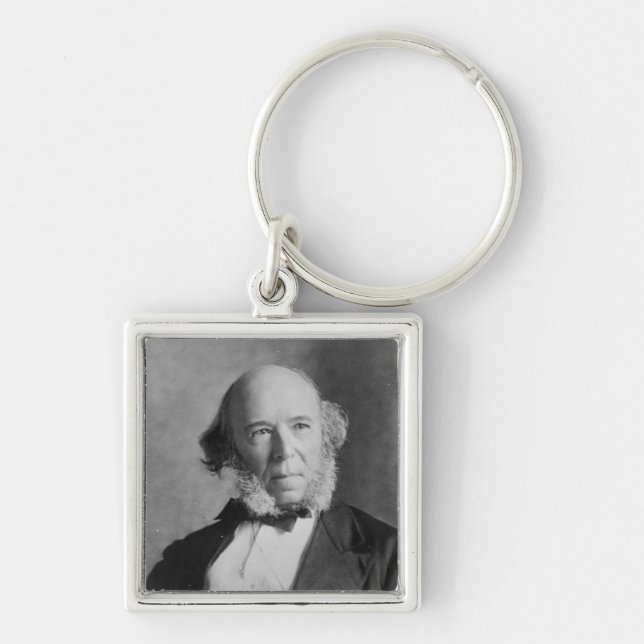Herbert Spencer Fyrkantig Silverfärgad Nyckelring (Framsidan)