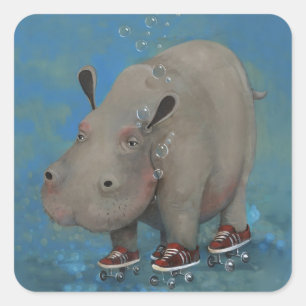 Herbert the Hippo Fyrkantigt Klistermärke