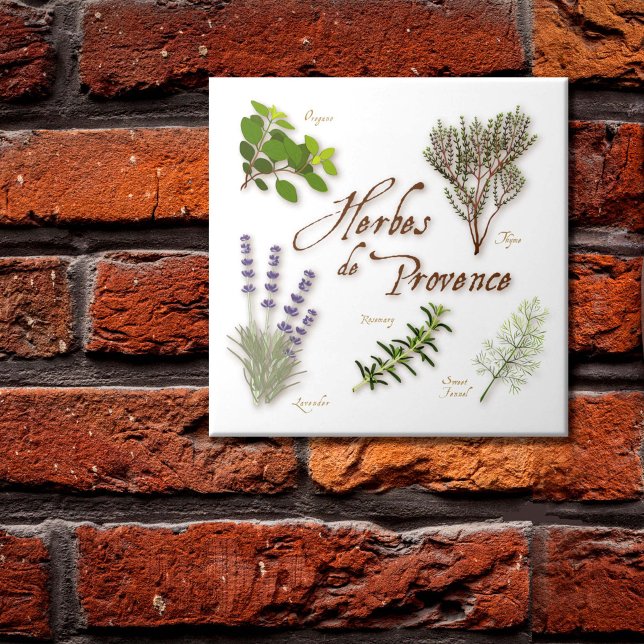 Herbes de Provence Keramisk Kakel (Herbes de Provence Ceramic Tile. A popular blend of aromatic herbs from southwest France. )