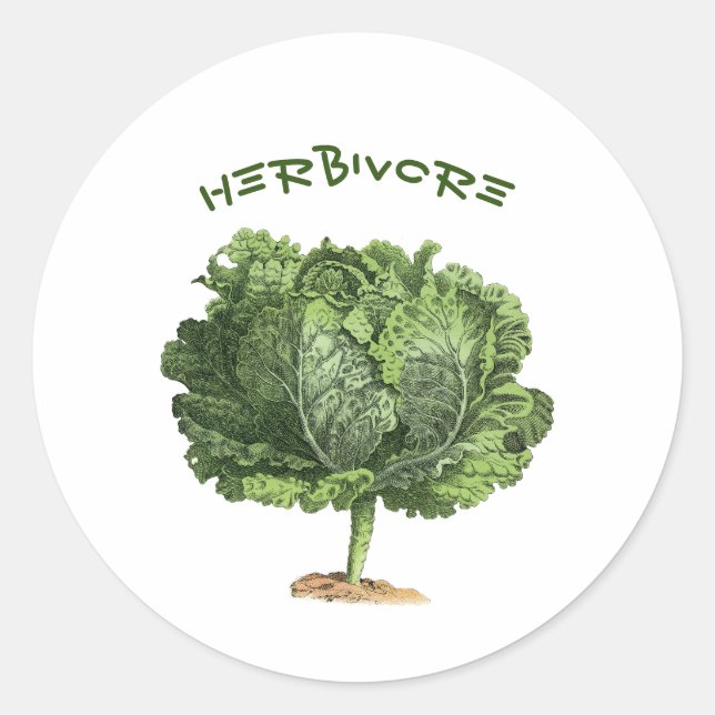 Herbiäger Vegan Vegetarian Sticker Runt Klistermärke (Framsida)