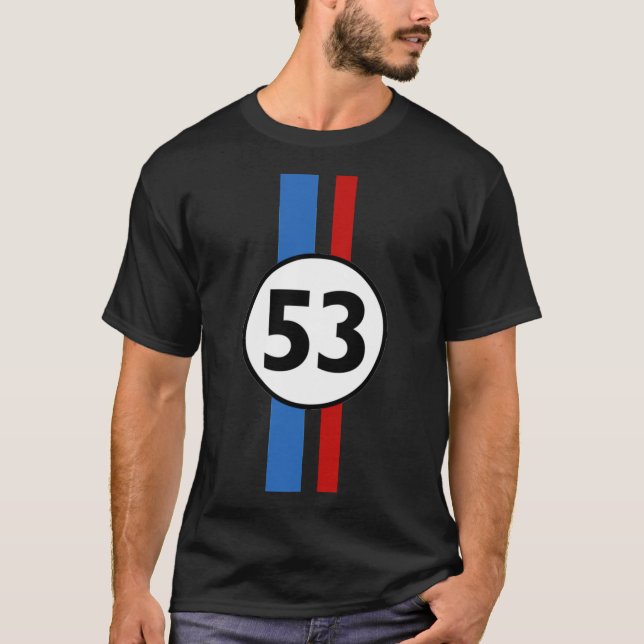 Herbie 53  Racing Car 1963 Circle Logo 2   T Shirt (Framsida)