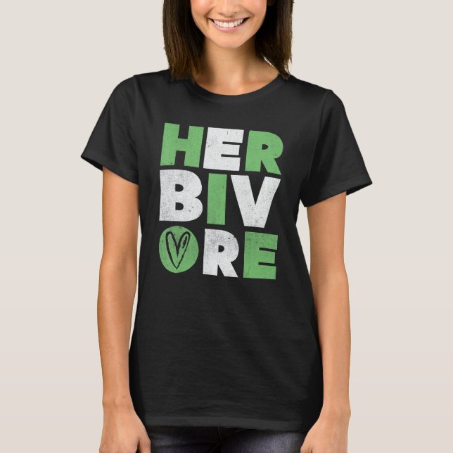 Herbivore Powered by plants Vegan Veganism Vegetar T Shirt (Framsida)