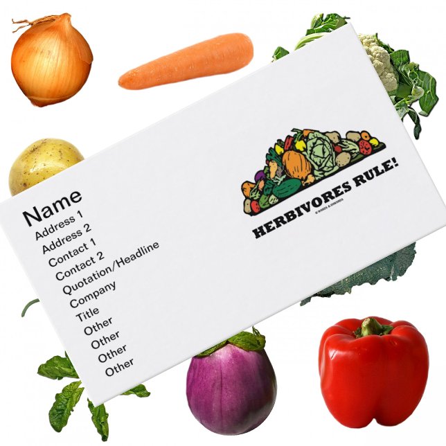 Herbivores Rule! (Grör av grönsaker) Visitkort (Vegetarians and herbivores will enjoy this pile of vegetables biz card w/ caption "Herbivores Rule!")